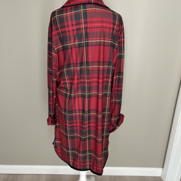 Womens ModCloth Red Plaid Breakfast For Dinner Pajama Shirt Dress XL NEW - Picture 4 of 8